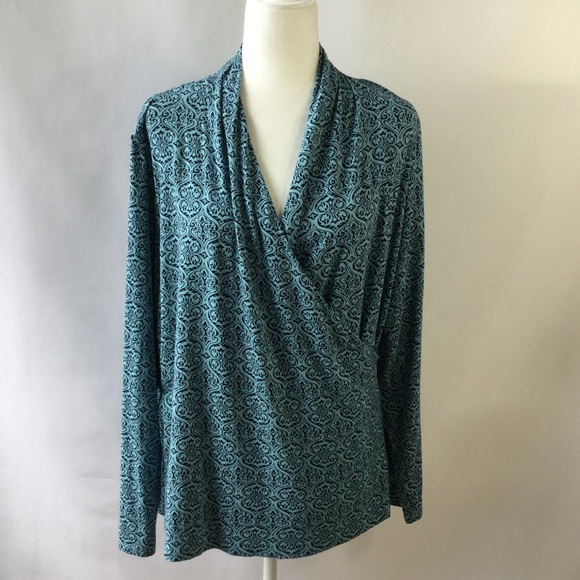 Talbots Tops - Talbots Wrap Top Long Sleeves Size XL